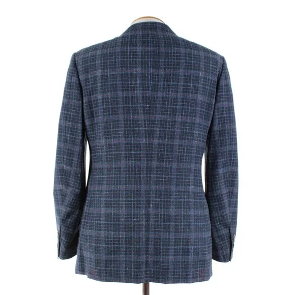 Cardinal of Canada NWT Wool Blend Sport Coat Size 40R US In Blue w/ Coral Plaid
